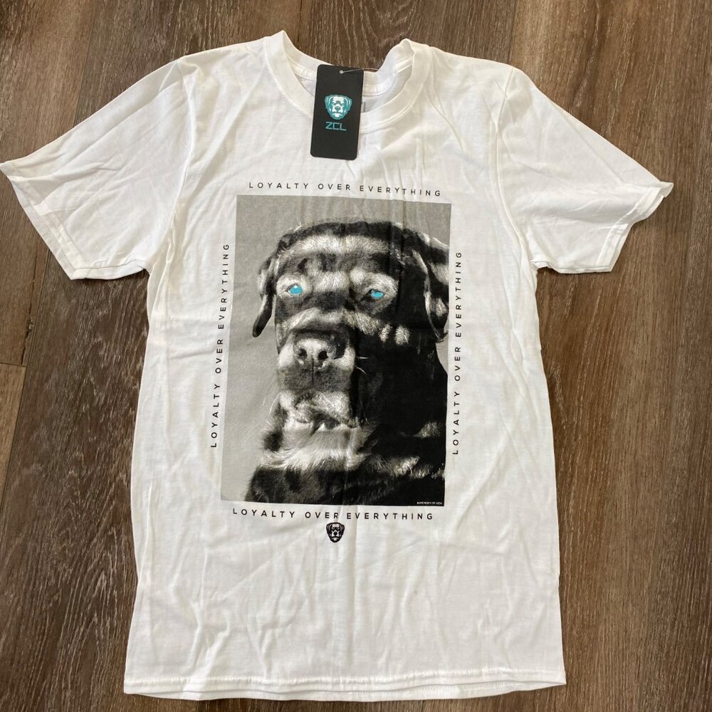 Loyalty Over Everything ZCL Mens Graphic T-Shirt S White 100% Cotton